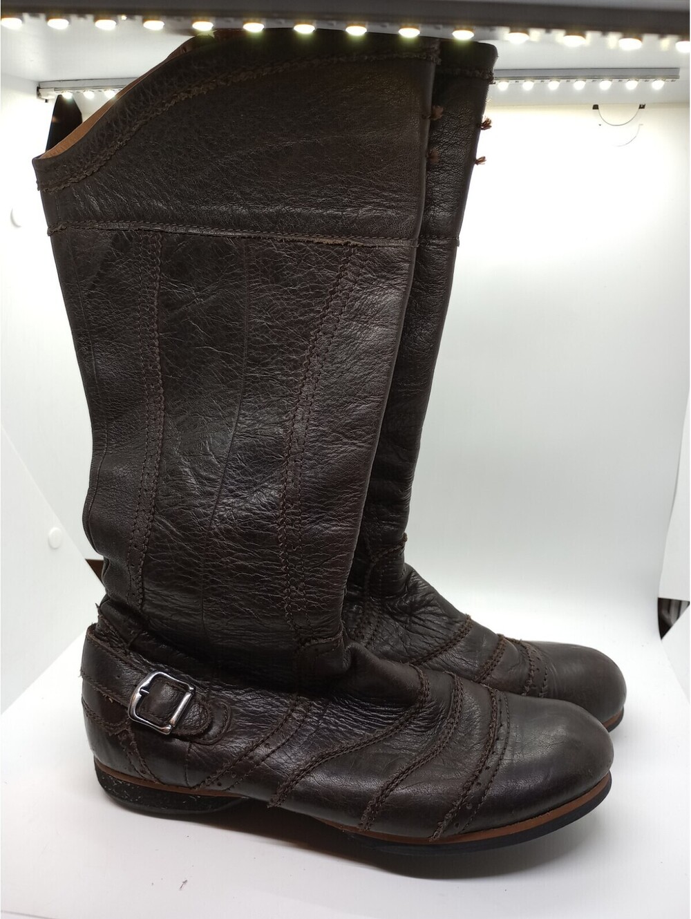 Blackstone Women's Riding Boots 38 7.5 USA Brown Leather Flat Mid Calf 211